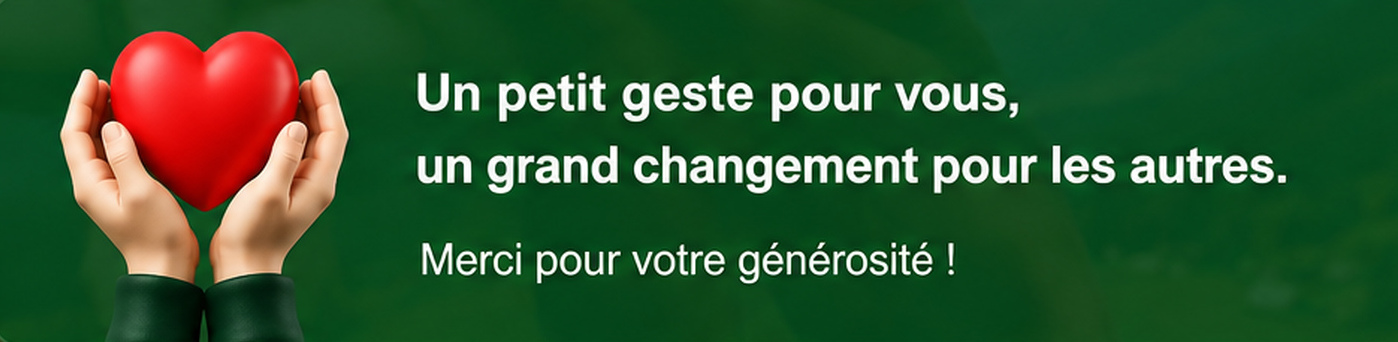 Mains naturelles tenant un cœur rouge avec message de générosité